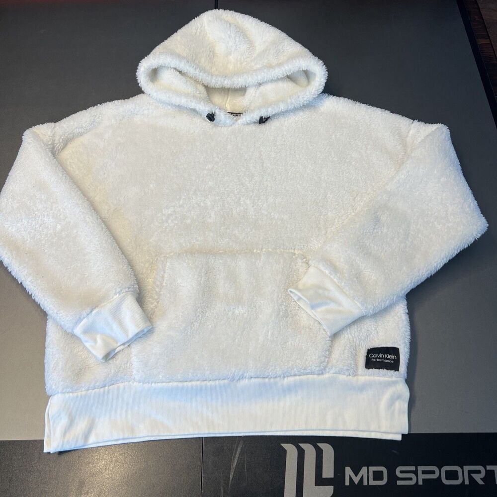 CALVIN KLEIN PERFORMANCE Women's Pullover Sherpa Fleece Hoodie Size Large